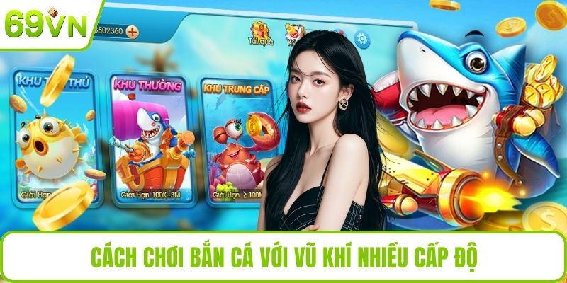 Bắn Cá Thần Rồng Tại 69VN Cực Hấp Dẫn, Đổi Thưởng An Toàn Cách chơi bắn cá với vũ khí nhiều cấp độ